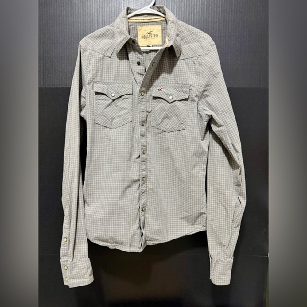 🛷Hollister Co. Vintage Western Style Gray Plaid Snap-up Shirt